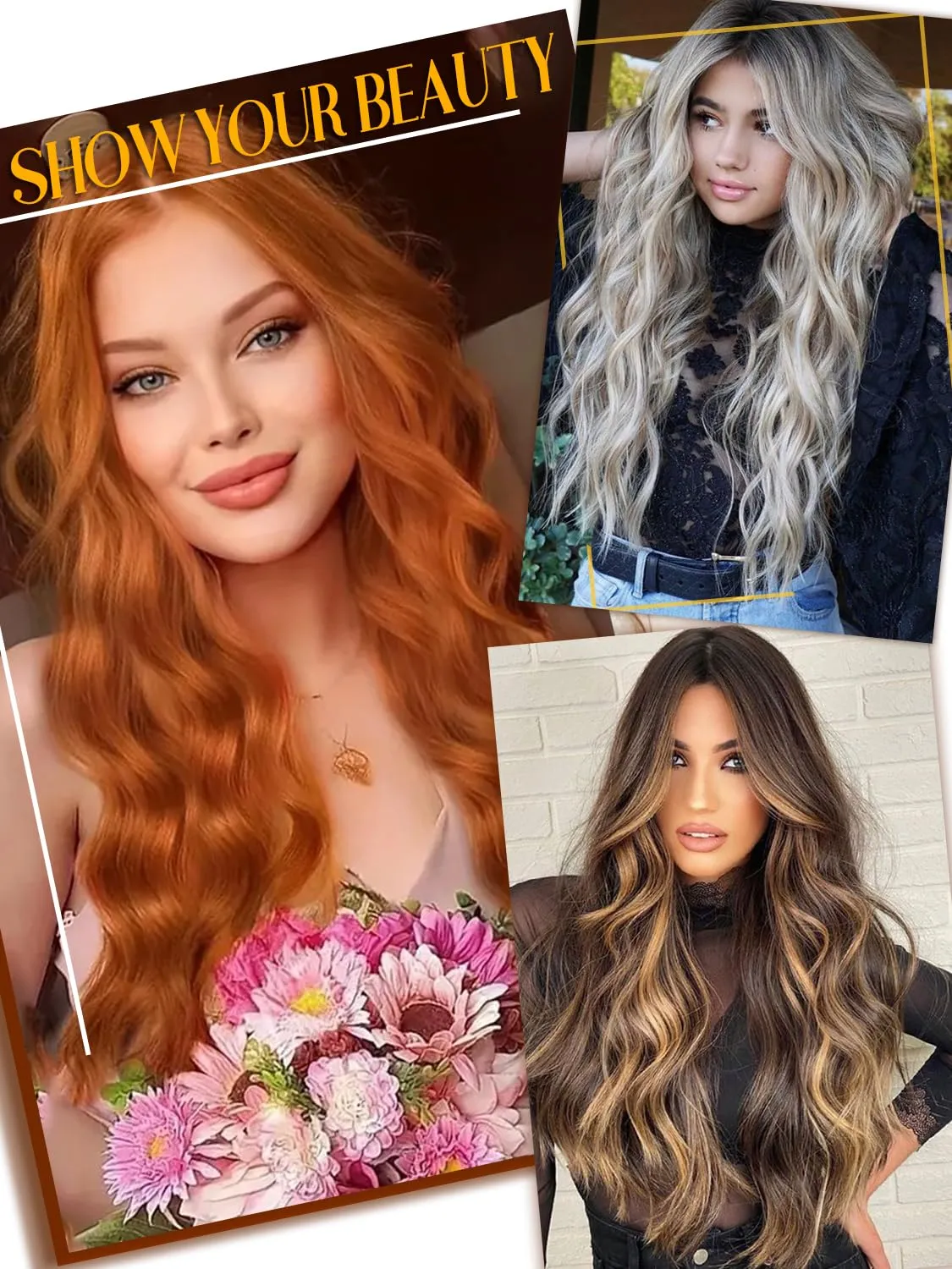 Blonde Wigs for Women 26 Inch Middle Part Body Wave Wig Natural Looking Synthetic Ombre blonde Wavy Wig for Cosplay Daily Party Use
