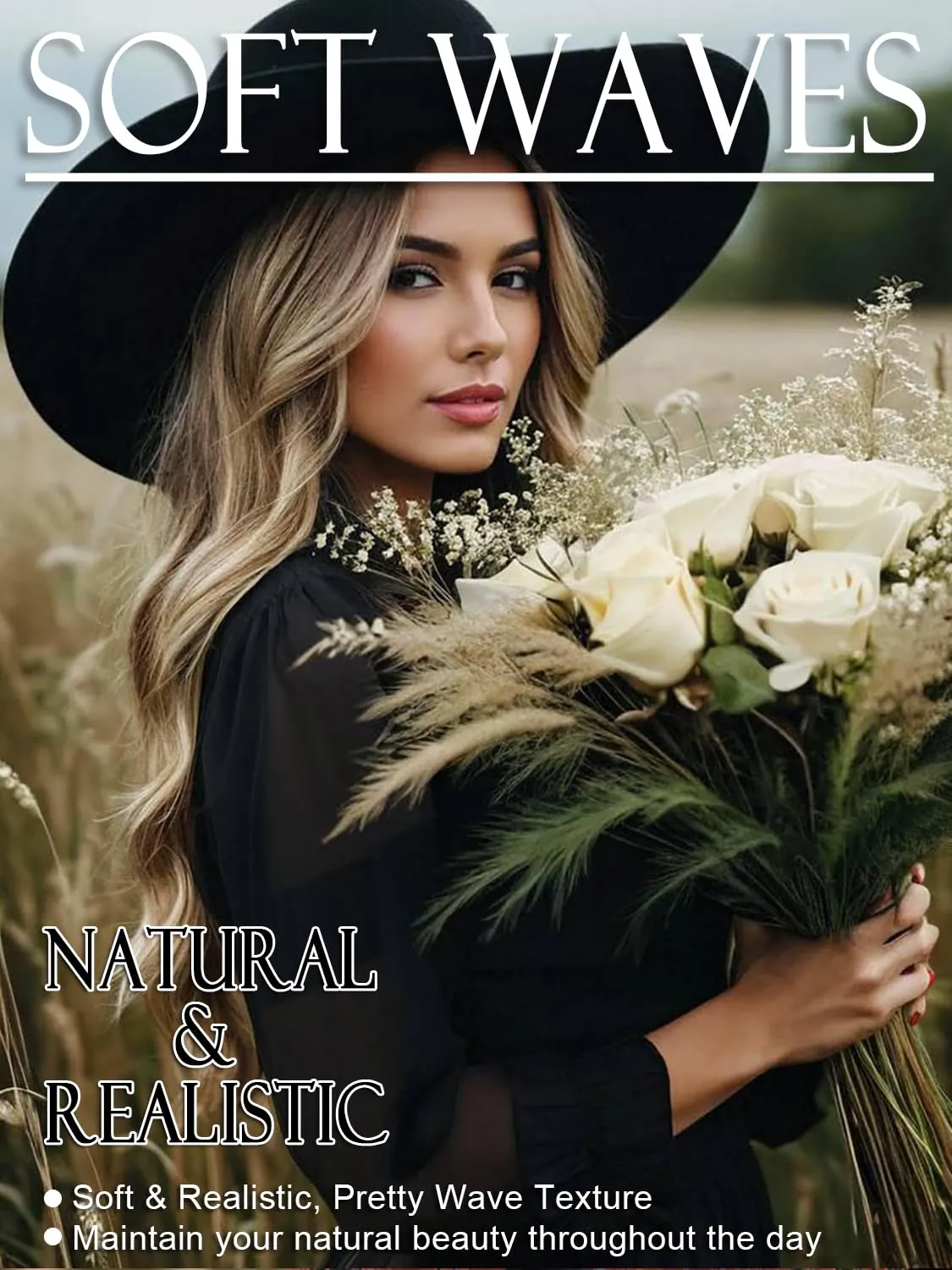 Blonde Wigs for Women 26 Inch Middle Part Body Wave Wig Natural Looking Synthetic Ombre blonde Wavy Wig for Cosplay Daily Party Use