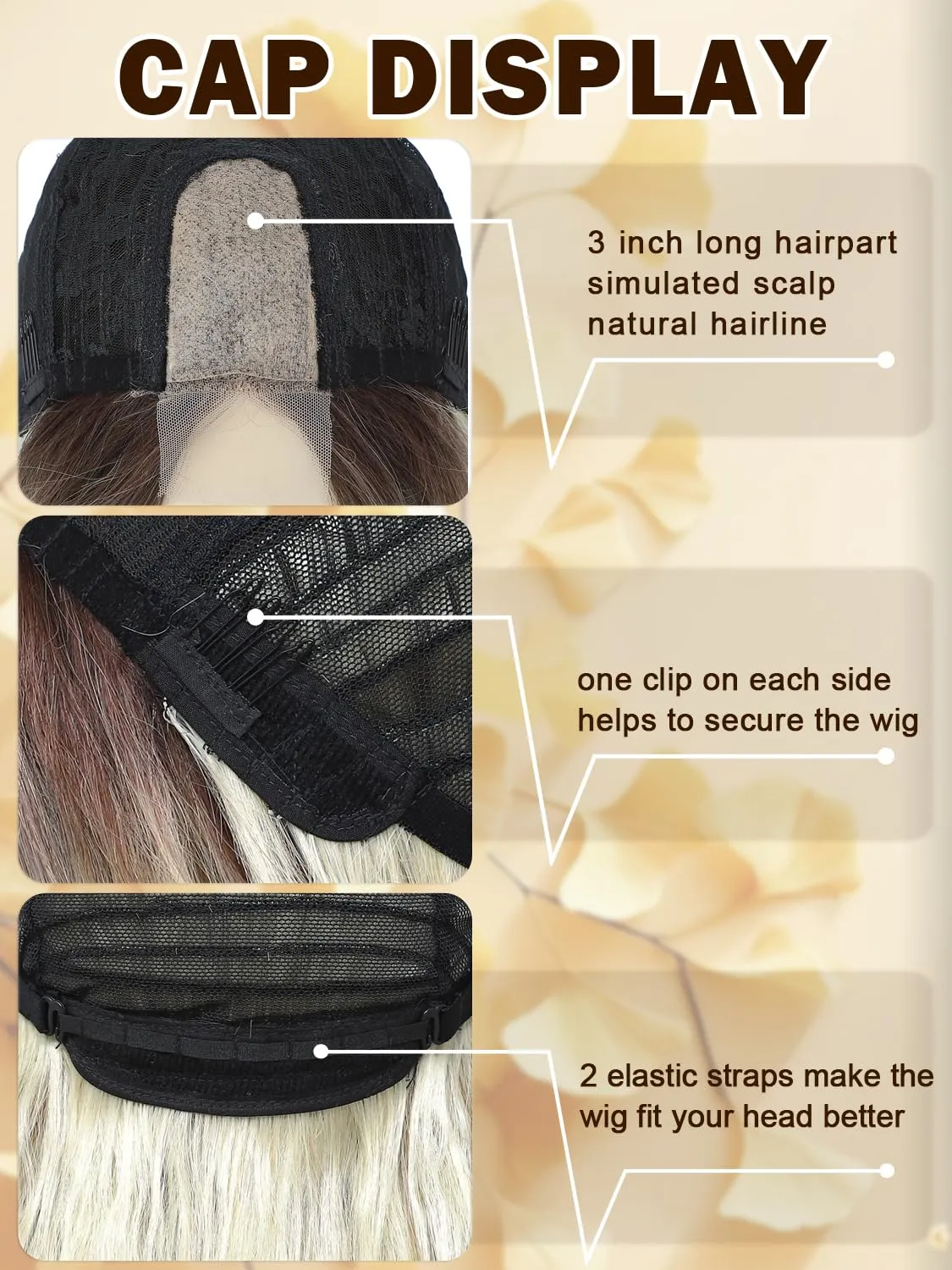Blonde Wigs for Women 26 Inch Middle Part Body Wave Wig Natural Looking Synthetic Ombre blonde Wavy Wig for Cosplay Daily Party Use