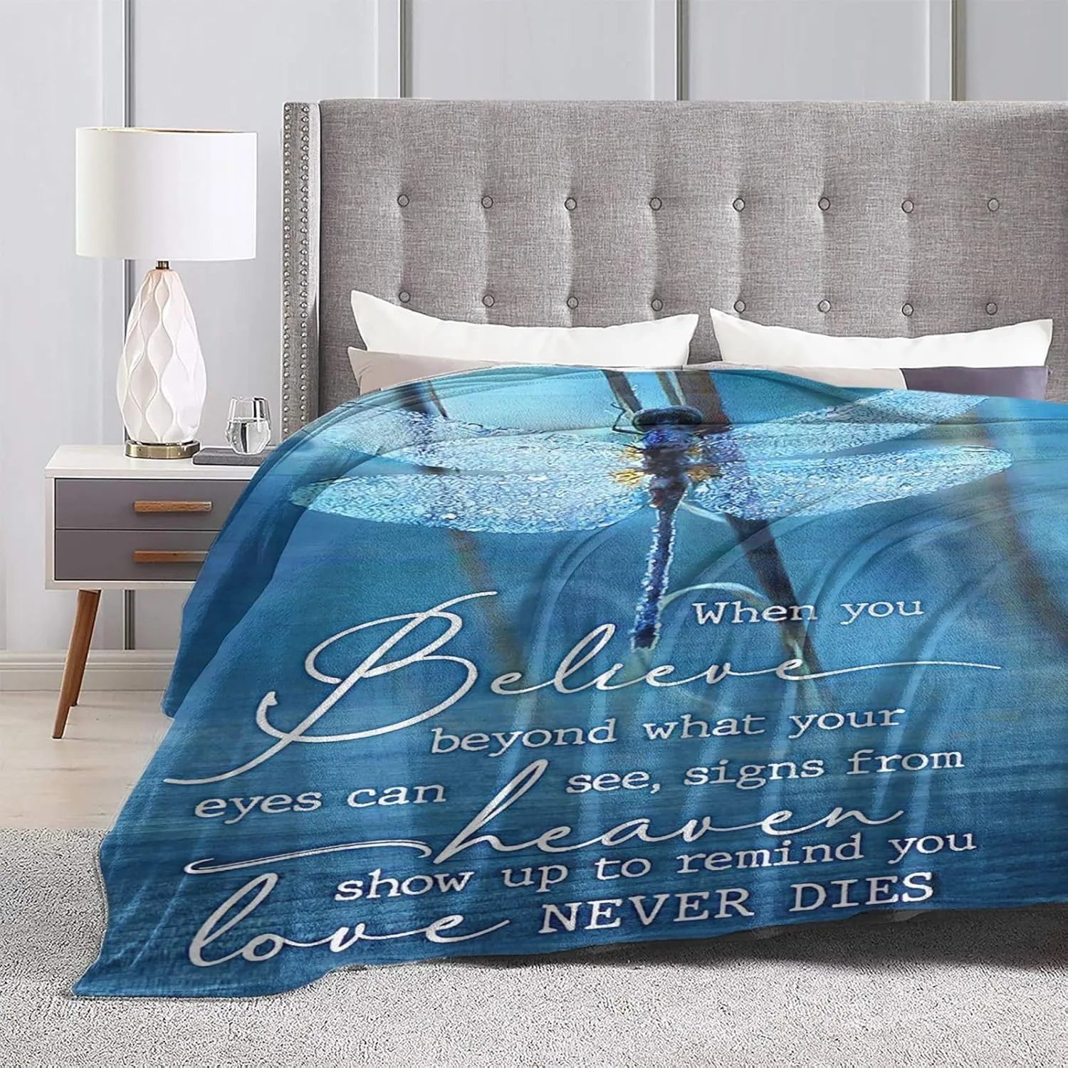 Blue Dragonfly Blanket Dragonfly Decor Throw Blanket Gifts for Girls Boys Dragonfly Lover Couch Bedding Super Warm Soft Plush Lightweight Fleece Flannel Blanket for Kids Adults Men Women 50"X40"