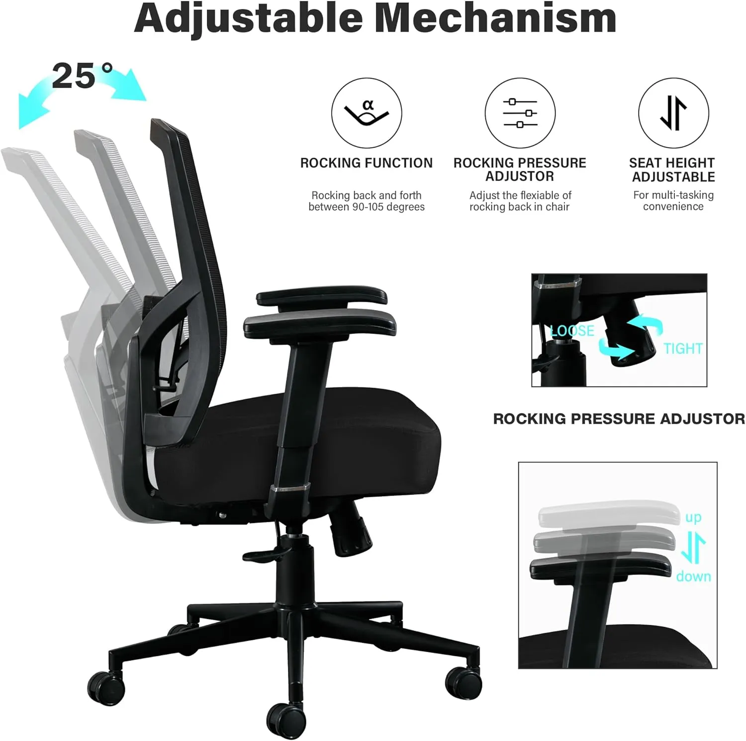 Blue Whale Big and Tall Office Chair 450lbs, Ergonomic High Back Computer Desk Chair for Heavy People with 2D Adjustable Waist Support and Heavy Duty Metal Base Mesh Chair