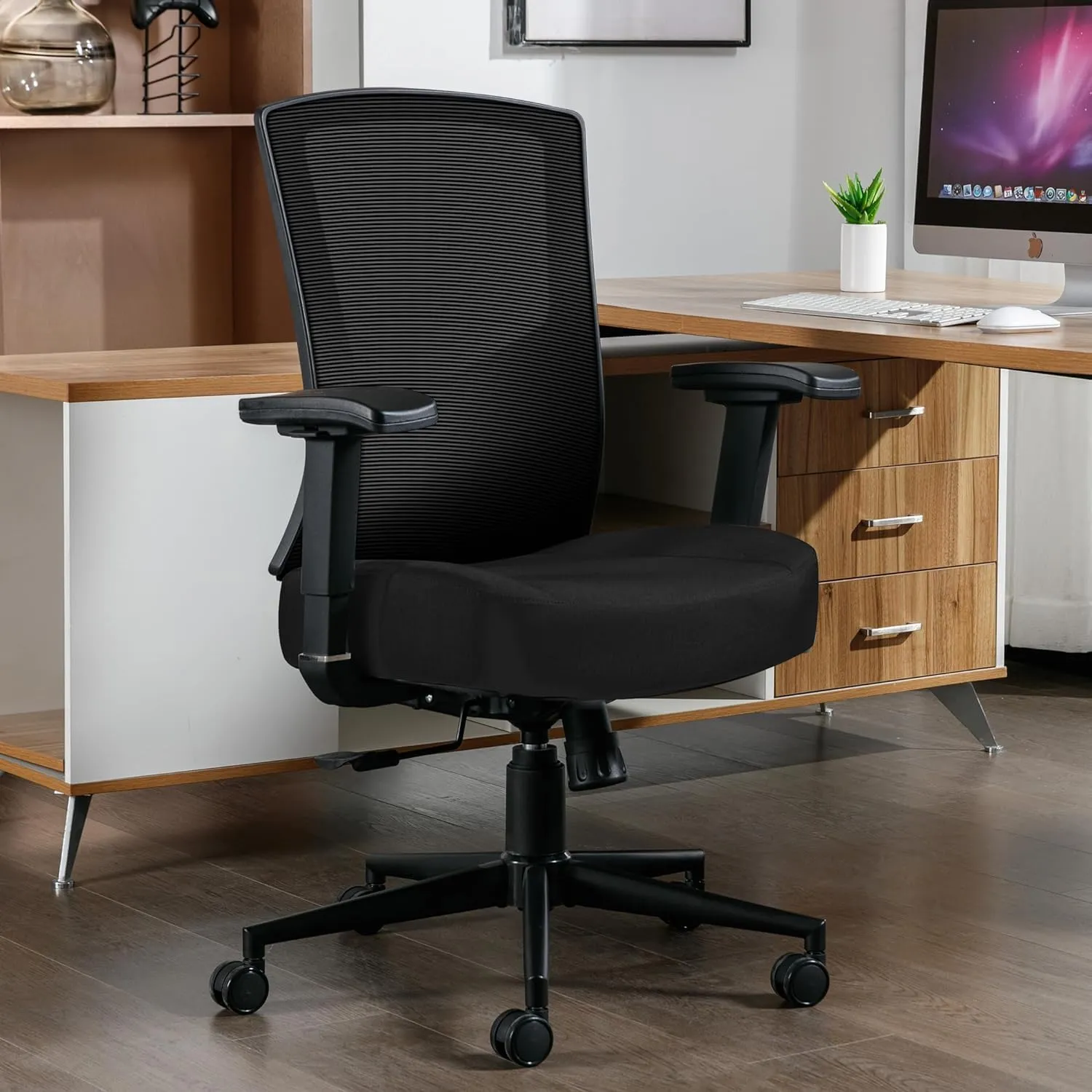 Blue Whale Big and Tall Office Chair 450lbs, Ergonomic High Back Computer Desk Chair for Heavy People with 2D Adjustable Waist Support and Heavy Duty Metal Base Mesh Chair