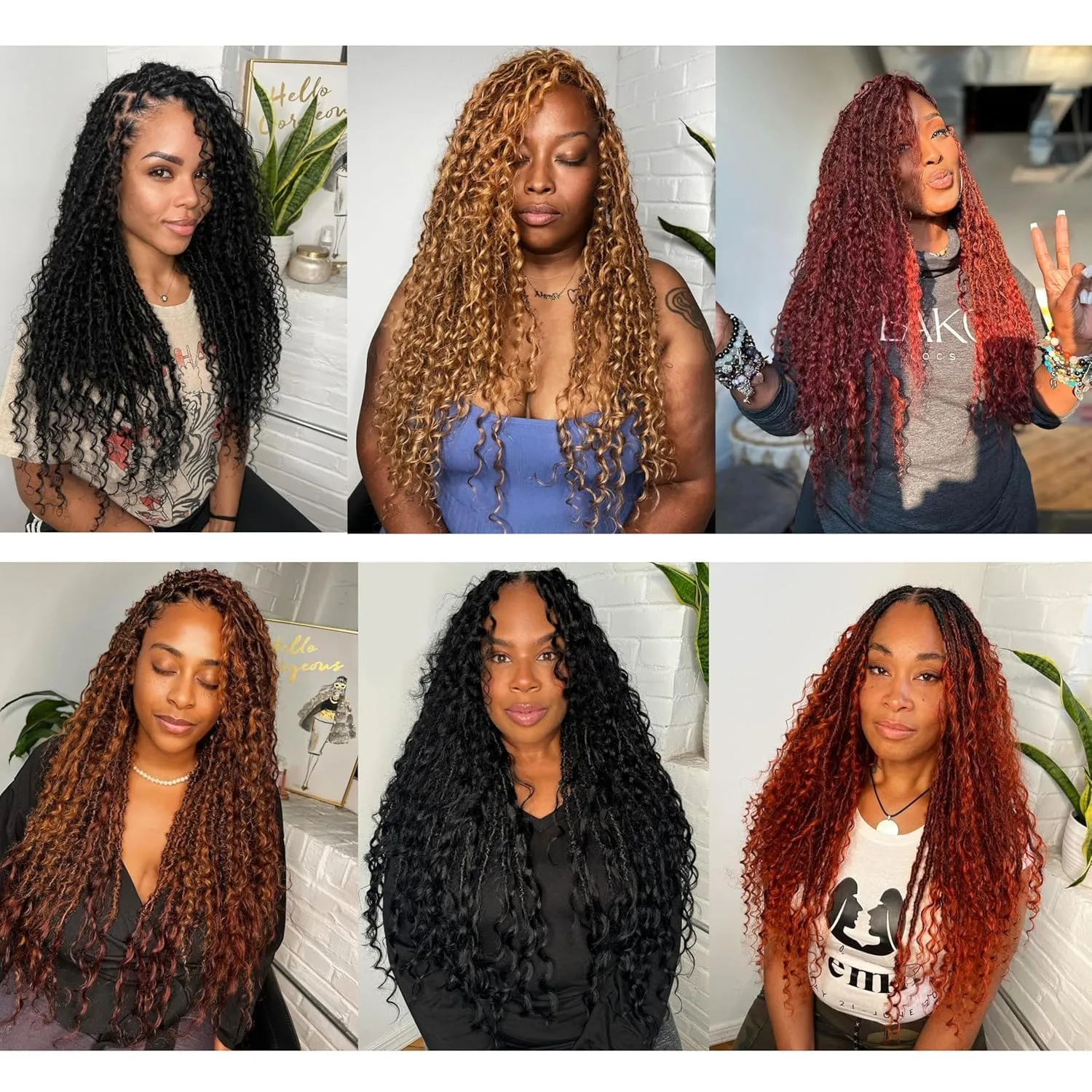 Boho Faux Locs With Curly Pure Protein Fiber Close to Human Hair Curls 24 Inch Pre-Looped Crochet Goddess Faux Locs Bohemian Loc Crochet Hair For Women(24Inch 350#)