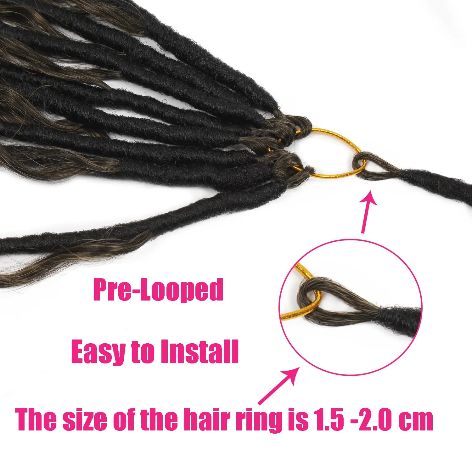 Boho Faux Locs With Curly Pure Protein Fiber Close to Human Hair Curls 24 Inch Pre-Looped Crochet Goddess Faux Locs Bohemian Loc Crochet Hair For Women(24Inch T27)