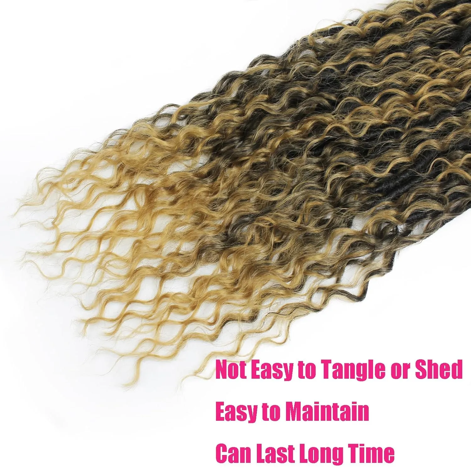 Boho Faux Locs With Curly Pure Protein Fiber Close to Human Hair Curls 24 Inch Pre-Looped Crochet Goddess Faux Locs Bohemian Loc Crochet Hair For Women(24Inch T27)
