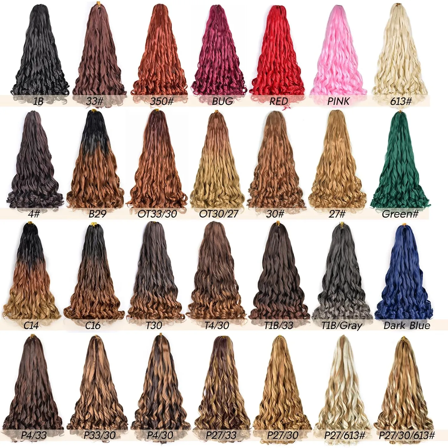 Boho French Curl Braiding Hair 22 Inch 8 Packs Box Braids Crochet Hair Extensions 75g/Pack Bouncy Loose Wavy Synthetic Pre Stretched Curl Braiding Hair for Black Women (22 Inch,8 Packs,P30/33)