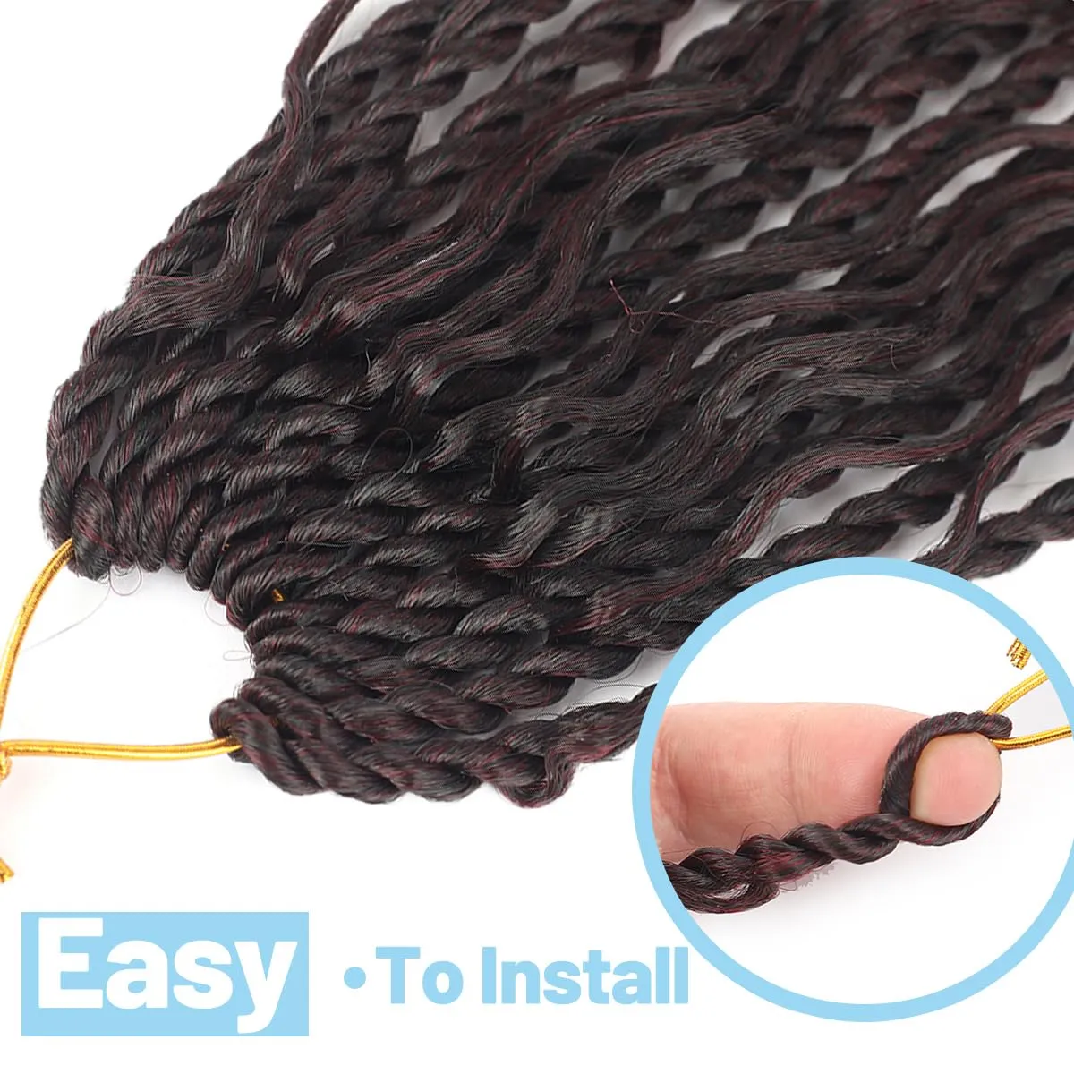 Boho Senegalese Twist Crochet Hair 9 Packs 18 Inch Boho Island Twist Hair with Curls Pre-Looped Natural Goddess Twists Crochet Braids (18Inch,1B/Bug#)