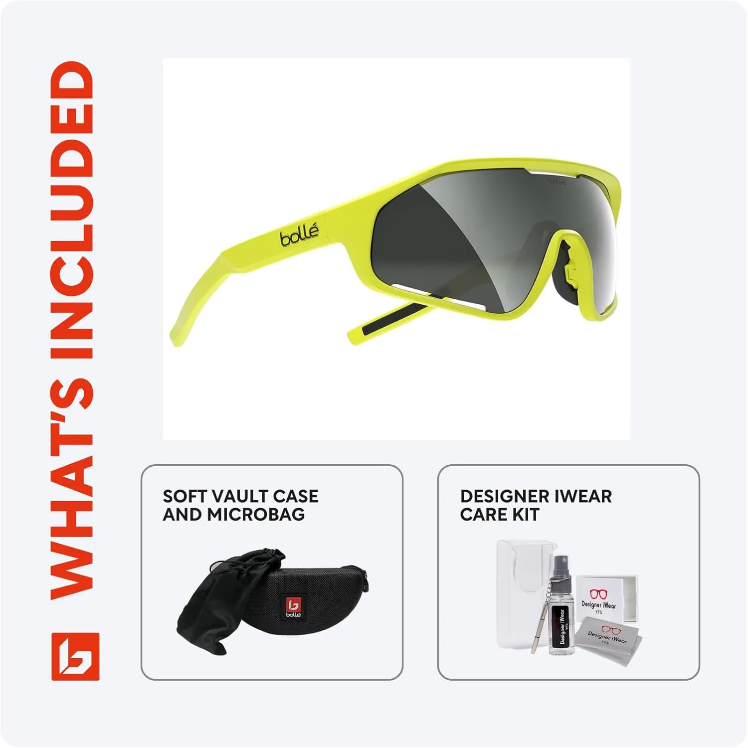 Bolle Shifter 55MM Shield Wrap Around Sunglasses for Men for Women   BUNDLE With Designer iWear Complimentary Eyewear Kit