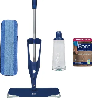 Bona Hardwood Floor Premium Spray Mop - Includes Wood Floor Cleaning Concentrate and Machine Washable Microfiber Cleaning Pad - Dual Zone Cleaning Design for Faster Cleanup