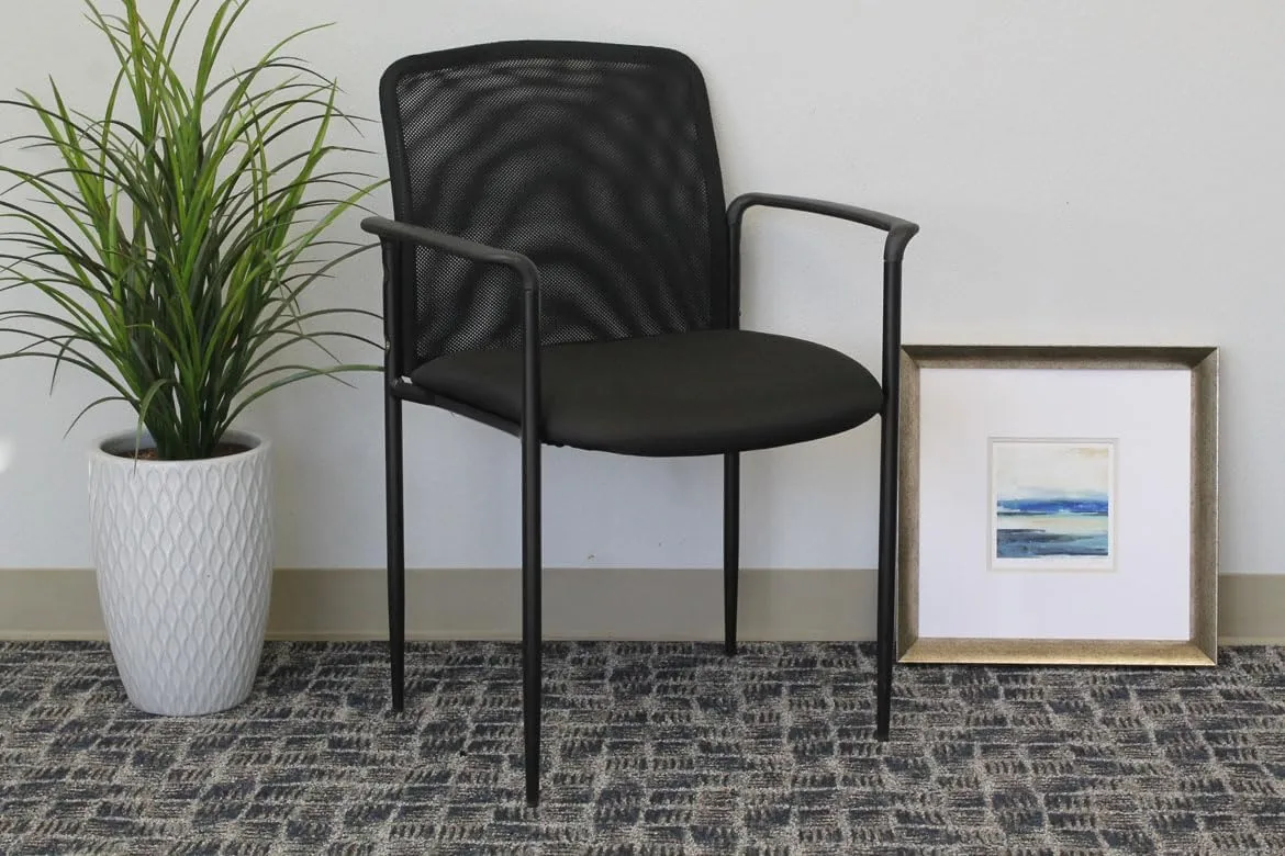 Boss Office Products Stackable Mesh Guest Chair in Black