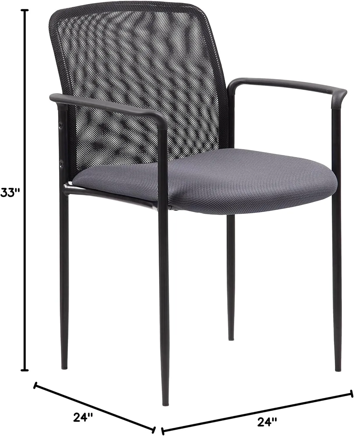 Boss Office Products Stackable Mesh Guest Chair in Grey