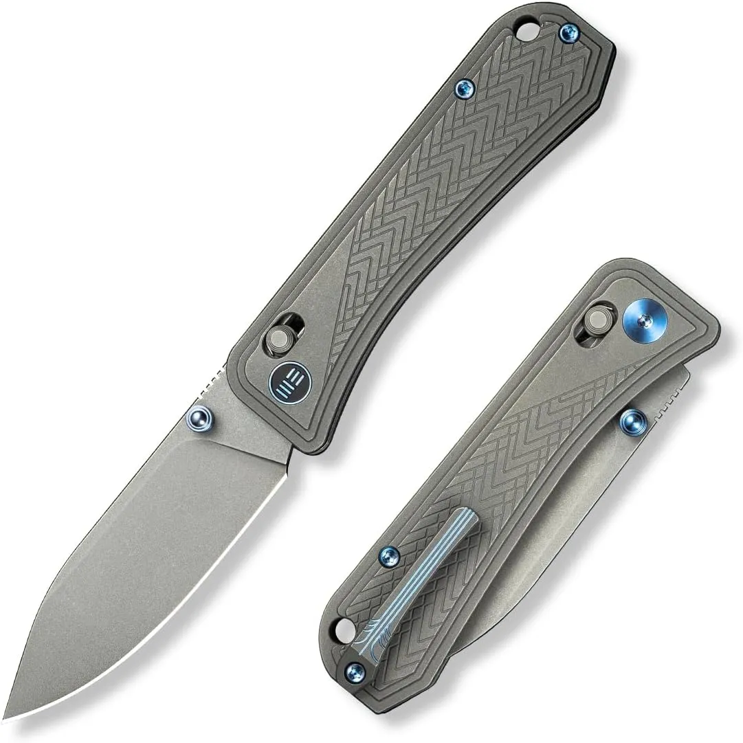Bougie Banter Folding Pocket Knife for EDC, Crossbar Lock Folding Knife with 2.91" CPM S45VN Blade 6AL4V Titanium Handle for Men, Designed by Ben Petersen WE24009-2 (Gray)