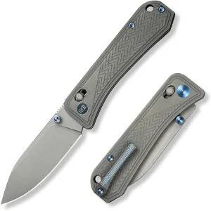 Bougie Banter Folding Pocket Knife for EDC, Crossbar Lock Folding Knife with 2.91" CPM S45VN Blade 6AL4V Titanium Handle for Men, Designed by Ben Petersen WE24009-2 (Gray)