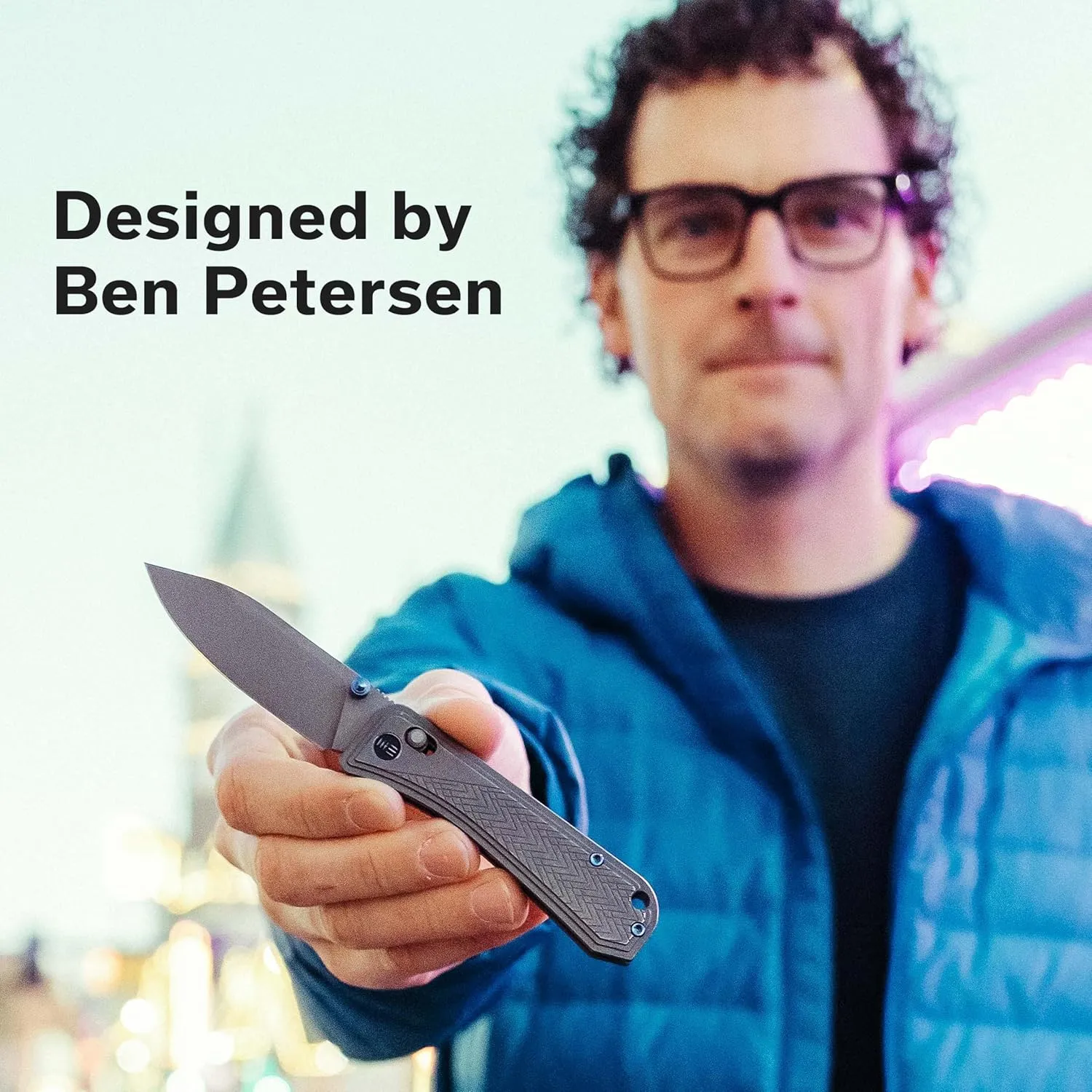 Bougie Banter Folding Pocket Knife for EDC, Crossbar Lock Folding Knife with 2.91" CPM S45VN Blade 6AL4V Titanium Handle for Men, Designed by Ben Petersen WE24009-2 (Gray)