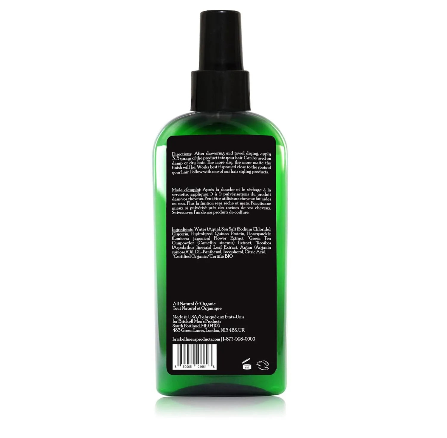 Brickell Men's Texturizing Sea Salt Spray for Men, Natural & Organic, Alcohol-Free, Lifts and Texturizes Hair for a Beach or Surfer Hair Style, 6 Ounce