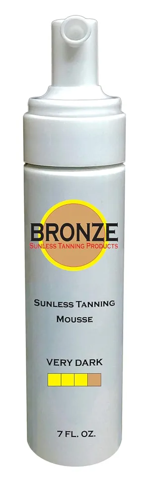 BRONZE - Sunless Self Tanning Foam Mousse - VERY DARK - 7 oz   INCLUDES: Applicator Mitt, Application Gloves and Best Fake Tanner Lotion Spray Sample – Gorgeous, Natural Looking Tan Lasts 7 Days