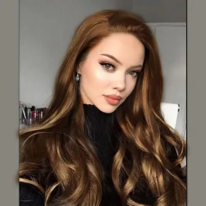 Brown Lace Front Wig Long Wavy Middle Part Pastel Wigs for Women Realistic Natural Hairline Full Curly Synthetic Heat Friendly Replacement Hand Tied/Longlife/Lightweight, 24