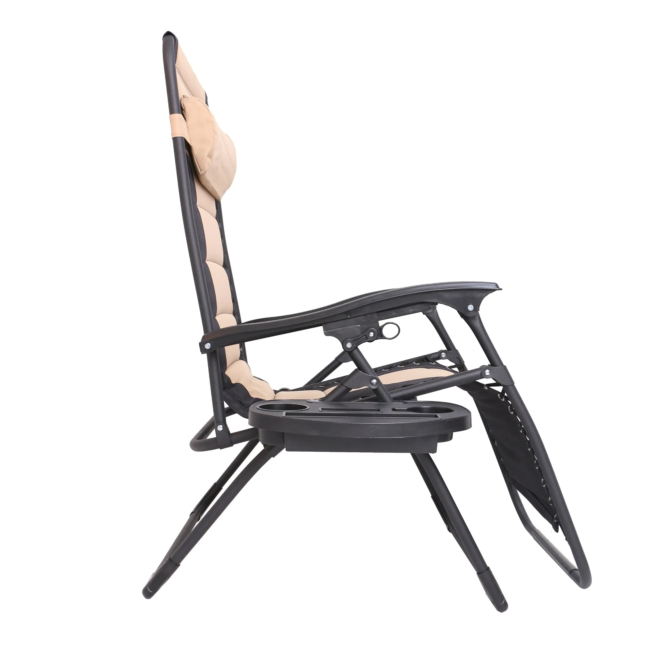 BTEXPERT Oversized Padded Zero Gravity Chair Folding Recliner Case Lounge Outdoor Pool Patio Beach Yard Garden Utility Tray Cup Holder