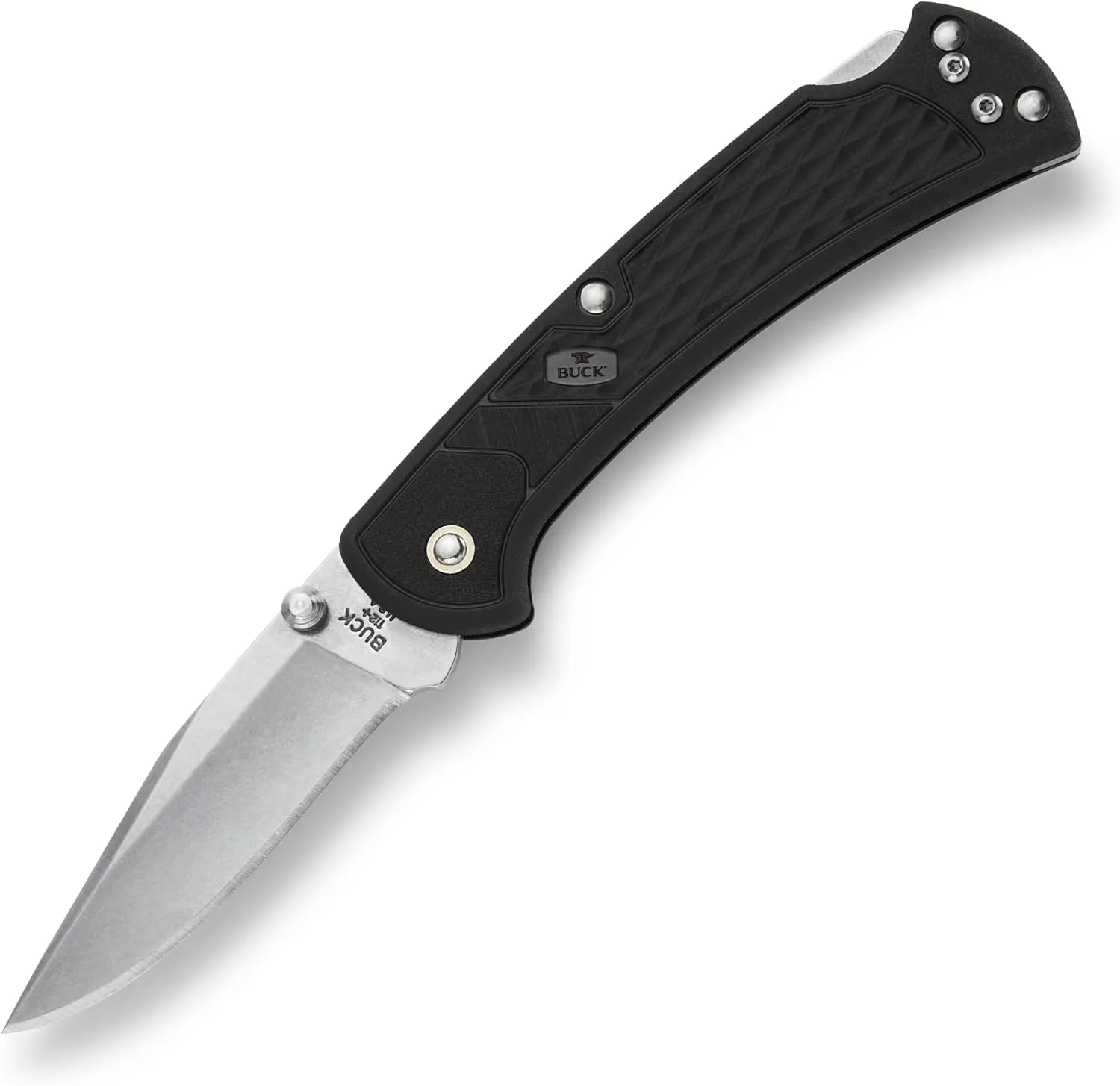 Buck Knives 112 Folding Hunter Slim Select Lockback Pocket Knife with Thumb Studs and Removable/Reversible Deep Carry Pocket Clip