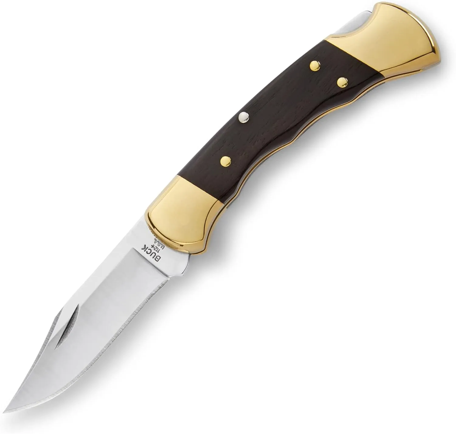 Buck Knives 112 Ranger Folding Knife with Finger Grooves and Leather Sheath