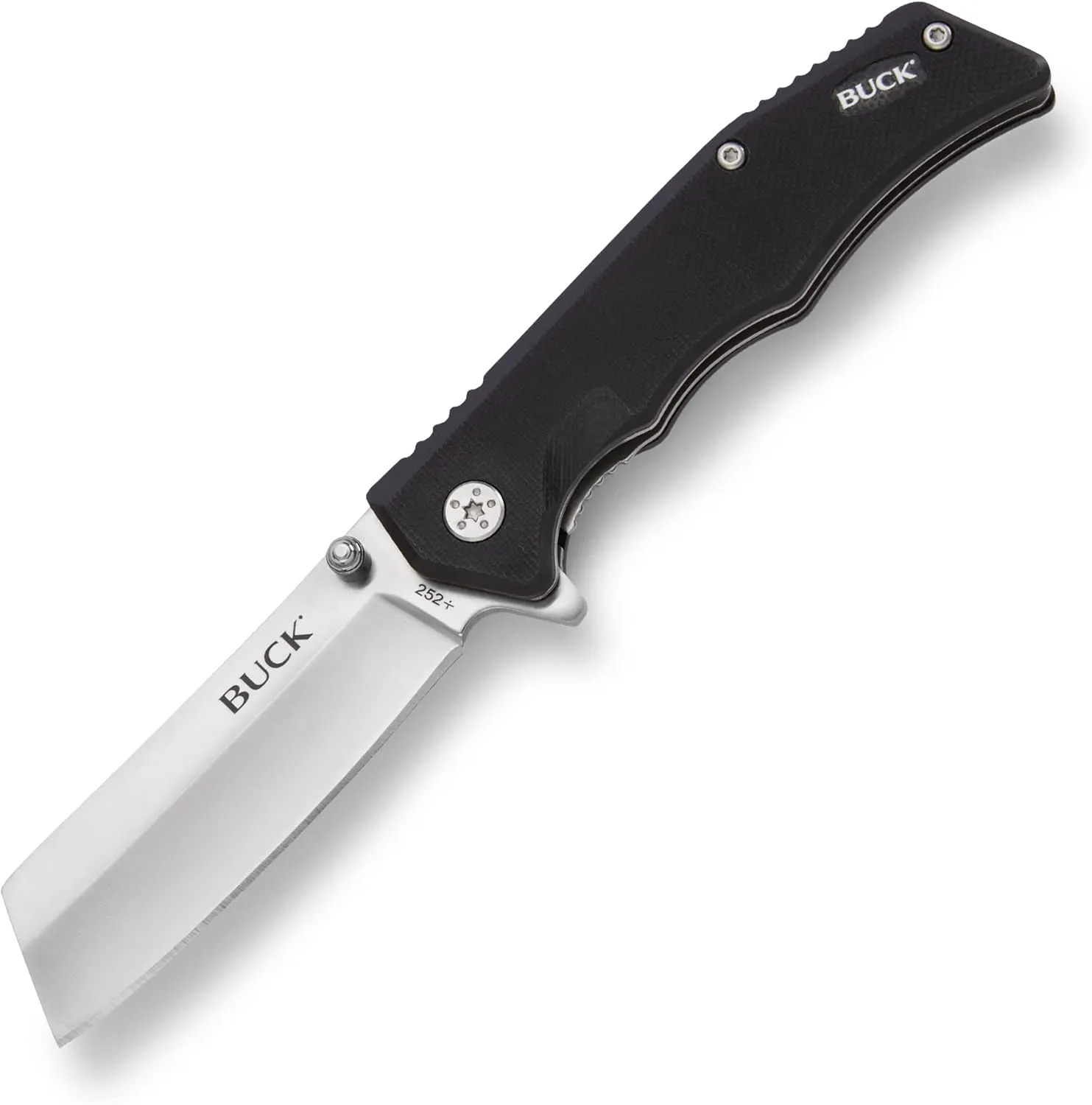 Buck Knives 252 Trunk Folding Liner Lock Pocket Knife Cleaver Blade (Black)