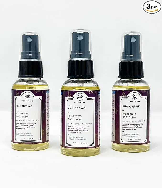 Bug Off ME Minis - 3 Mini 2 Fl Oztravel-Size Spray Bottles - All-Natural Protective Body Spray That Provides Instant Relief from Mosquitoes, Flies, Fleas, No-See-ums, Insects, & Gnats.