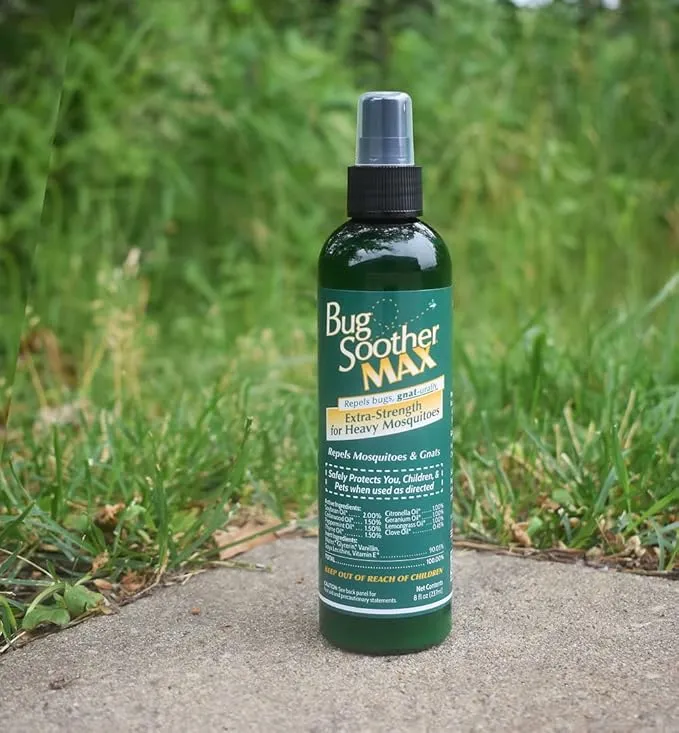 Bug Soother MAX - Extra Strength Natural Gnat, Tick, and Mosquito Repellent, 3 Pack 4 fl oz w/Free 1 oz. Bug Spray Deterrent - DEET Free - Safe for Adults & Environment - Made in USA