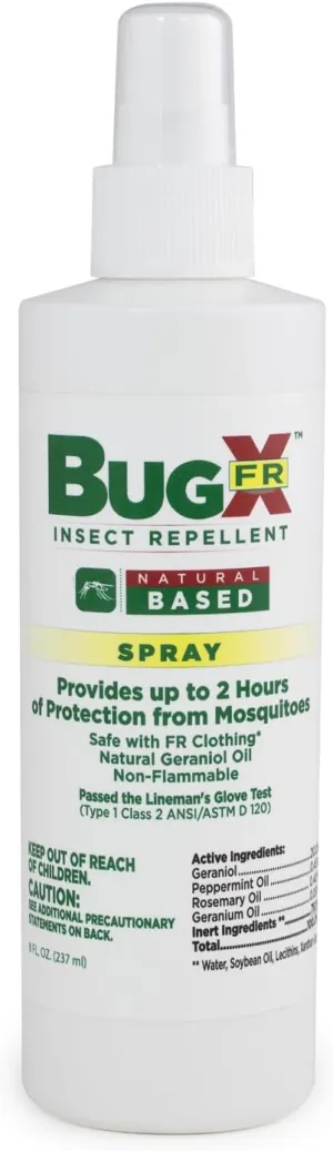 Bug X FR Deet Free Insect Repellent Spray (8 oz. Bottle) - Naturally Derived Geranium Oil Repellent for Protection Against Mosquitos & Ticks