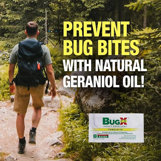 Bug X FR Deet Free Insect Repellent Spray (8 oz. Bottle) - Naturally Derived Geranium Oil Repellent for Protection Against Mosquitos & Ticks