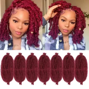 Burgundy Marley Hair, Marley Twist Braiding Hair 14 Inch 7 Packs Cuban Twist Hair Kinky Twist hair Pre Separated Marley Hair for Faux Locs Marley Twist Hair Synthetic Braiding hair(14 inch,Burgundy)