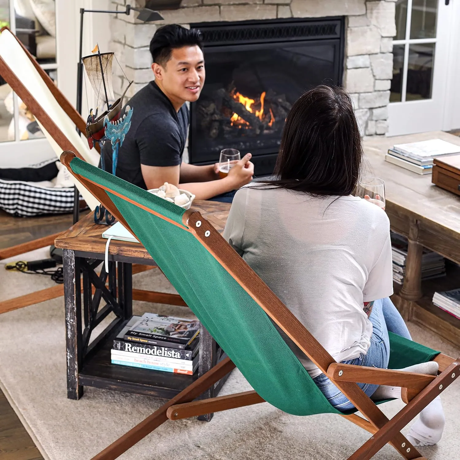 BYER OF MAINE, Pangean Glider Chair, Natural, Now Partially Assembled, Perfect for Camping, Matching Furniture 38" D X 25" W X 39" H
