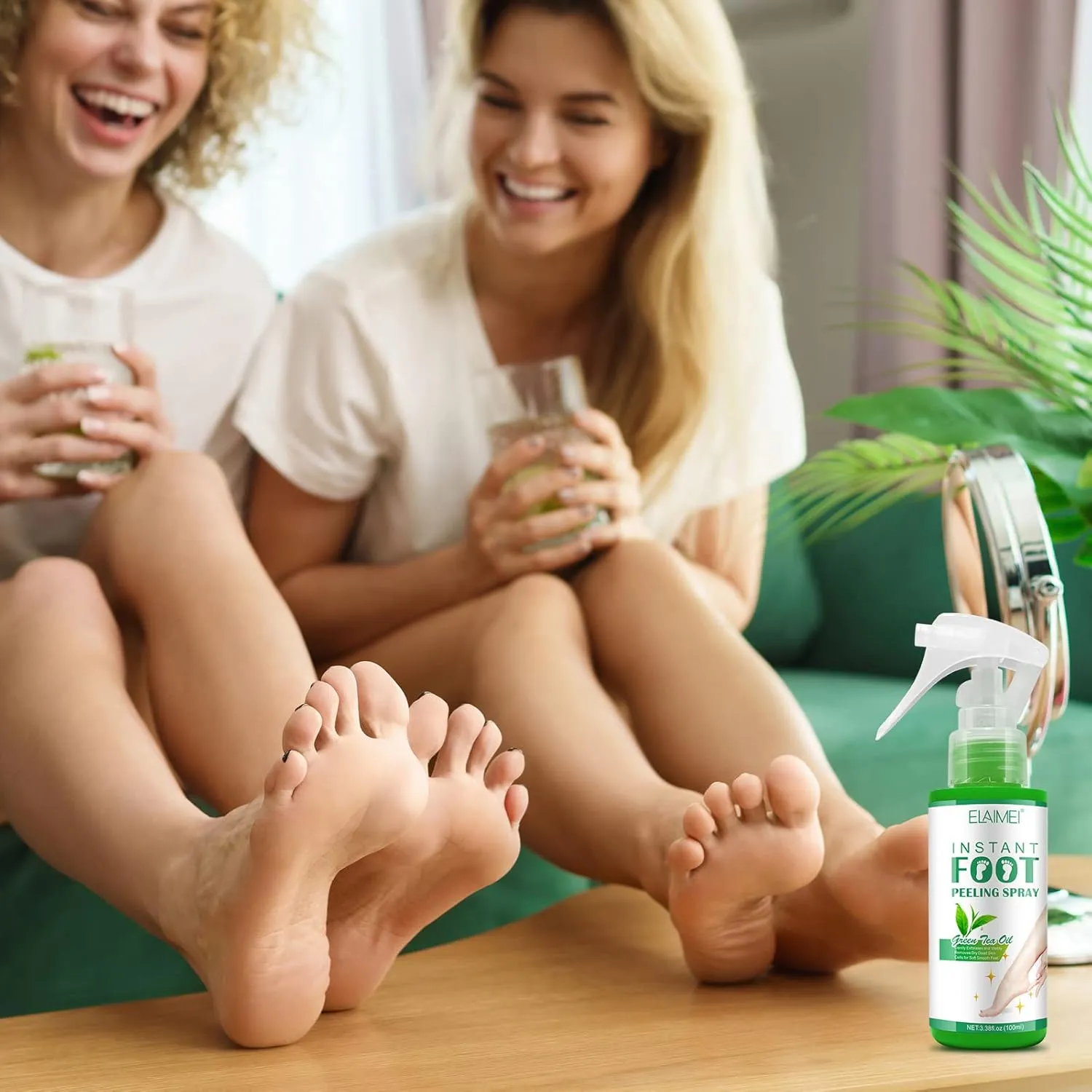 Callus Remover for Feet, Instant Foot Peeling Spray, Feet Scrubber Dead Skin Remover Cracked Heels Softener, Works Great with Any Foot File or Scrubber, Hydrating Exfoliating Spray (2 PCS,Green Tea)