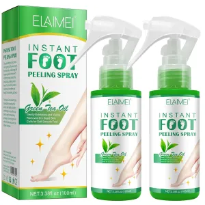 Callus Remover for Feet, Instant Foot Peeling Spray, Feet Scrubber Dead Skin Remover Cracked Heels Softener, Works Great with Any Foot File or Scrubber, Hydrating Exfoliating Spray (2 PCS,Green Tea)