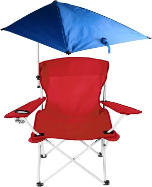 Camp Chairs with Shade Canopy Chair, Folding Portable Beach Chairs with Umbrella, Heavy Duty Lawn Chair Support 220 LBS for Outdoor Fishing Garden Patio(red)