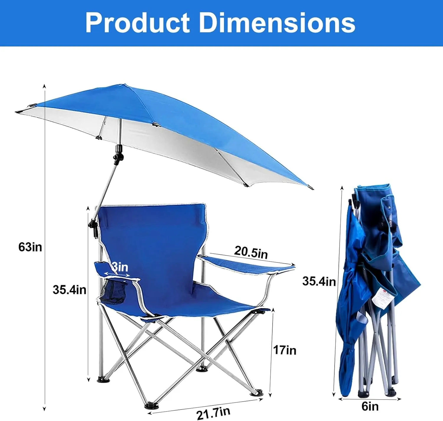 Camp Chairs with Shade Canopy Chair, Folding Portable Beach Chairs with Umbrella, Heavy Duty Lawn Chair Support 220 LBS for Outdoor Fishing Garden Patio(red)