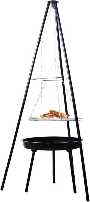 Campfire Tripod Grill Outdoor Camp BBQ for Cooking with Stainless Steel Barbecue Net and Charcoal Barbecues for Outdoor Cookin