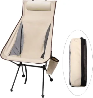 Camping Chair Compact Backpacking Chair Portable Folding Chair, Ultra-Light Aluminum Frame with Side Pockets and Headrest for Hiking Outdoor Fishing