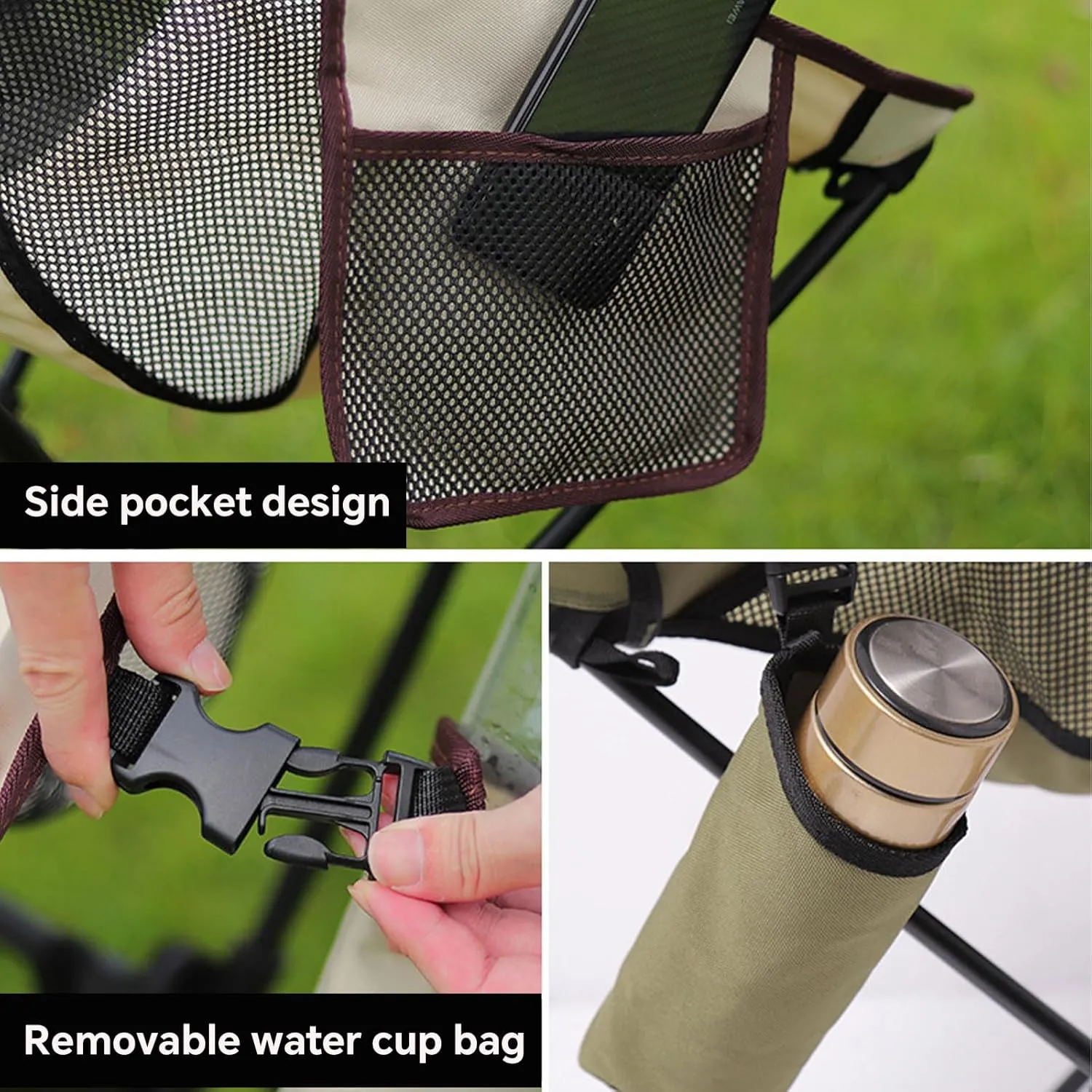 Camping Chair Compact Backpacking Chair Portable Folding Chair, Ultra-Light Aluminum Frame with Side Pockets and Headrest for Hiking Outdoor Fishing