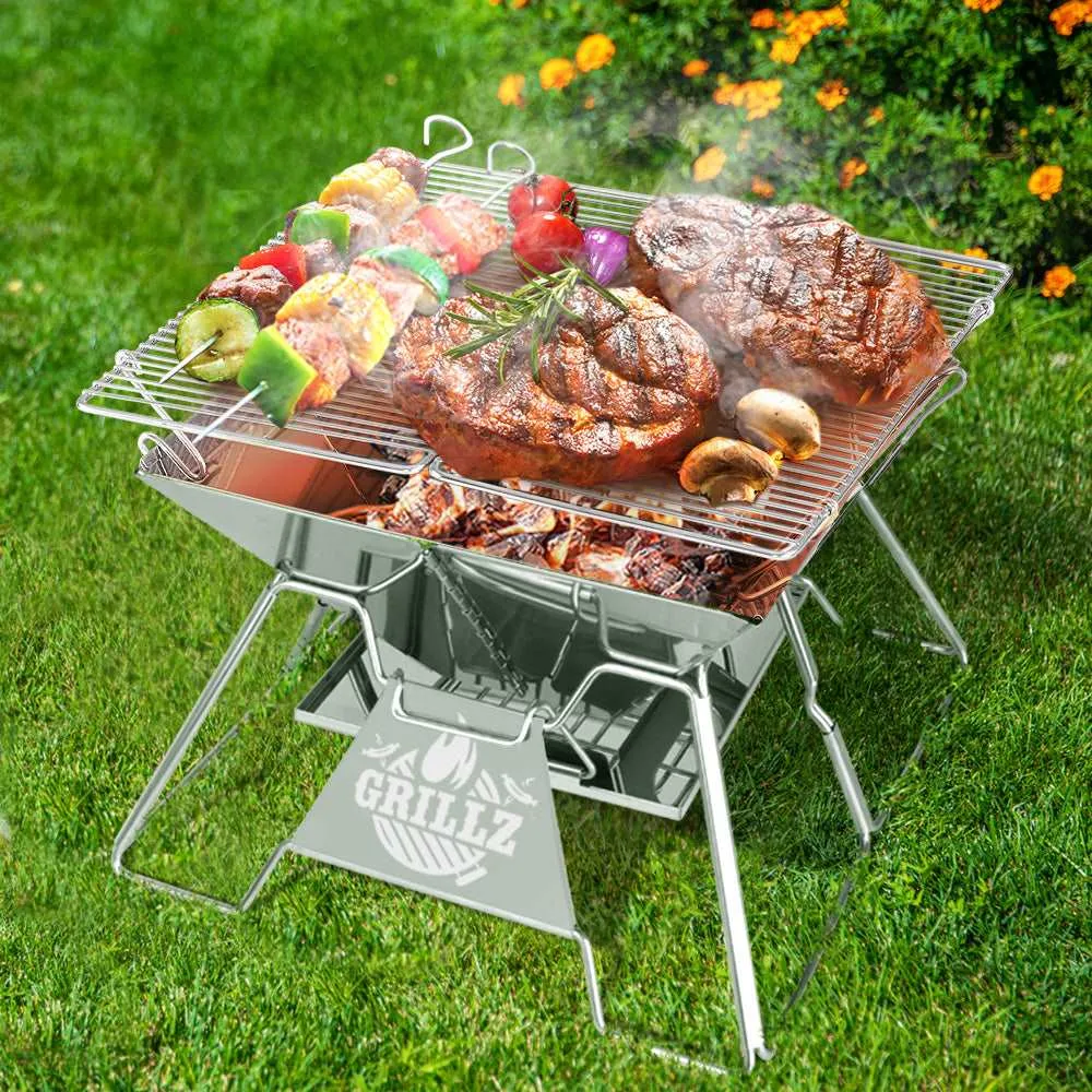 Camping Fire Pit BBQ 2-in-1 Grill Smoker
