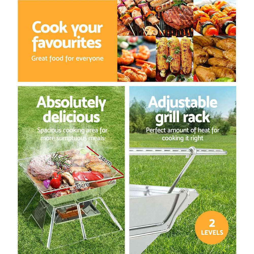 Camping Fire Pit BBQ 2-in-1 Grill Smoker