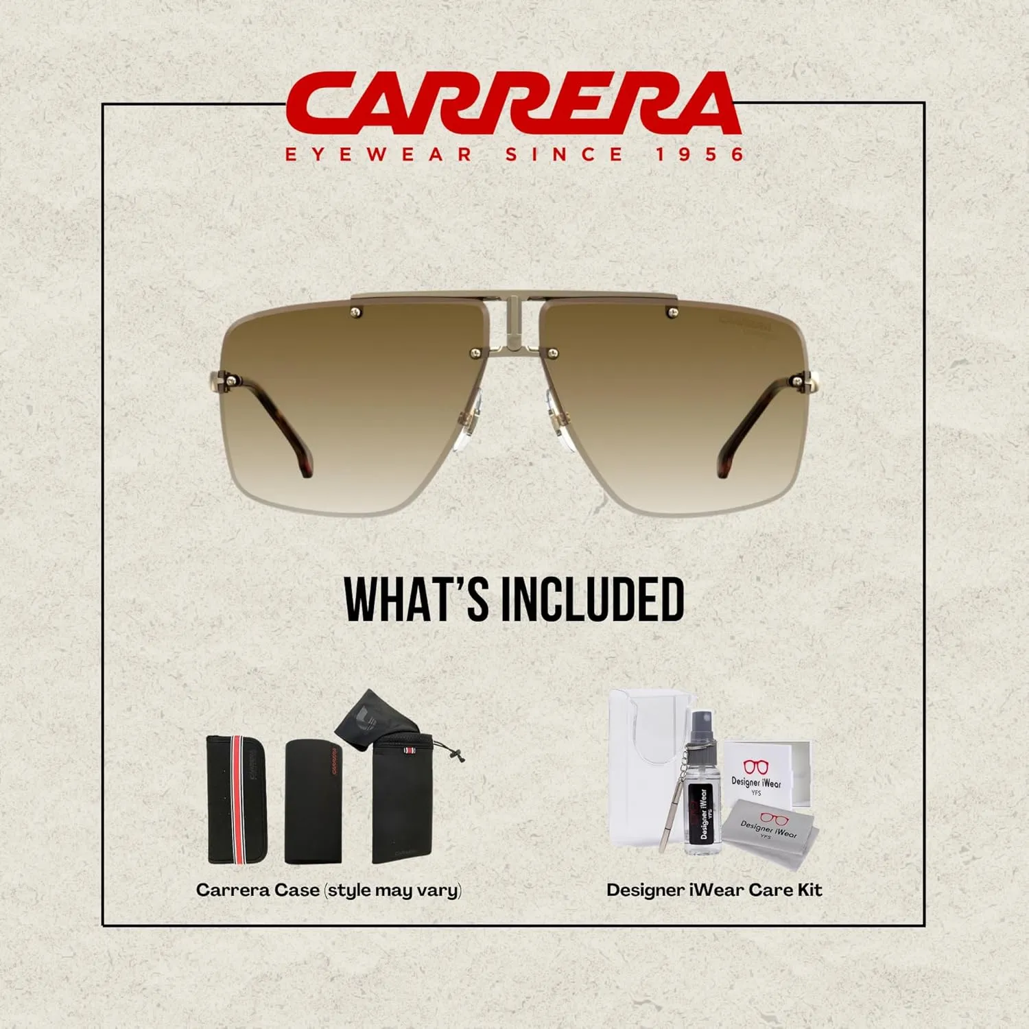 Carrera CA1016/S Square Sunglasses for Men for Women   BUNDLE with Designer iWear Care Kit