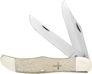 Case WR XX Pocket Knife Smooth Natural Bone Large Folding Hunter W/Cross Shield Item #22506 - (6265 SS) - Length Closed: 5 1/4 Inches