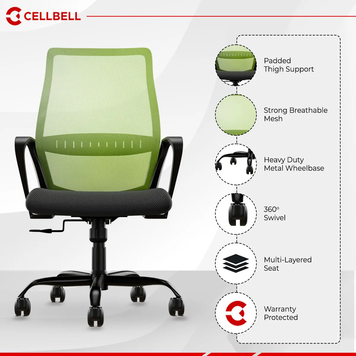 CELLBELL Desire Pro Mesh Mid Back Office Chair