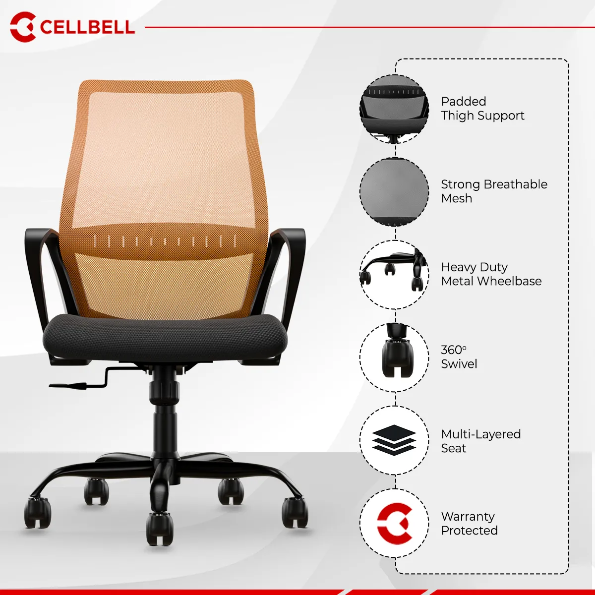 CELLBELL Desire Pro Mesh Mid Back Office Chair