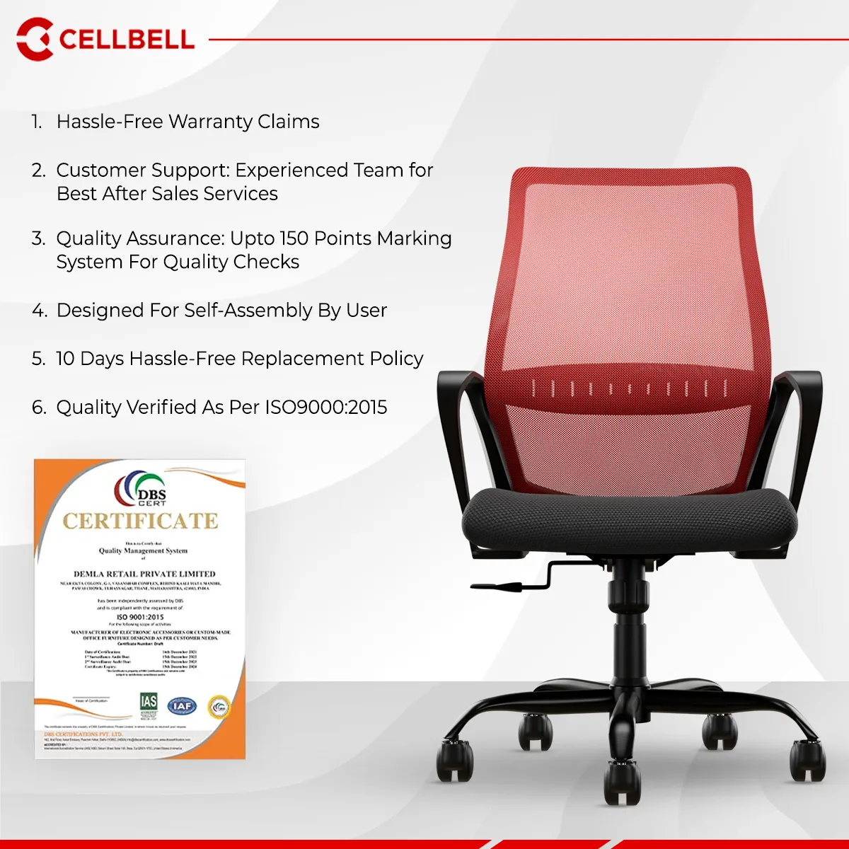 CELLBELL Desire Pro Mesh Mid Back Office Chair