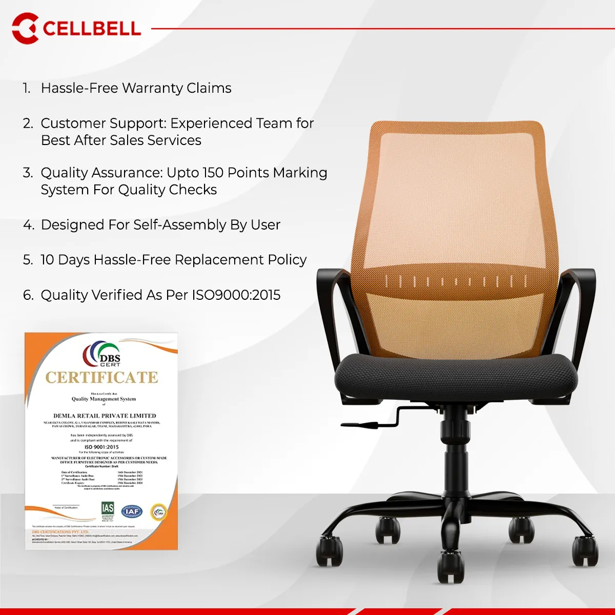 CELLBELL Desire Pro Mesh Mid Back Office Chair