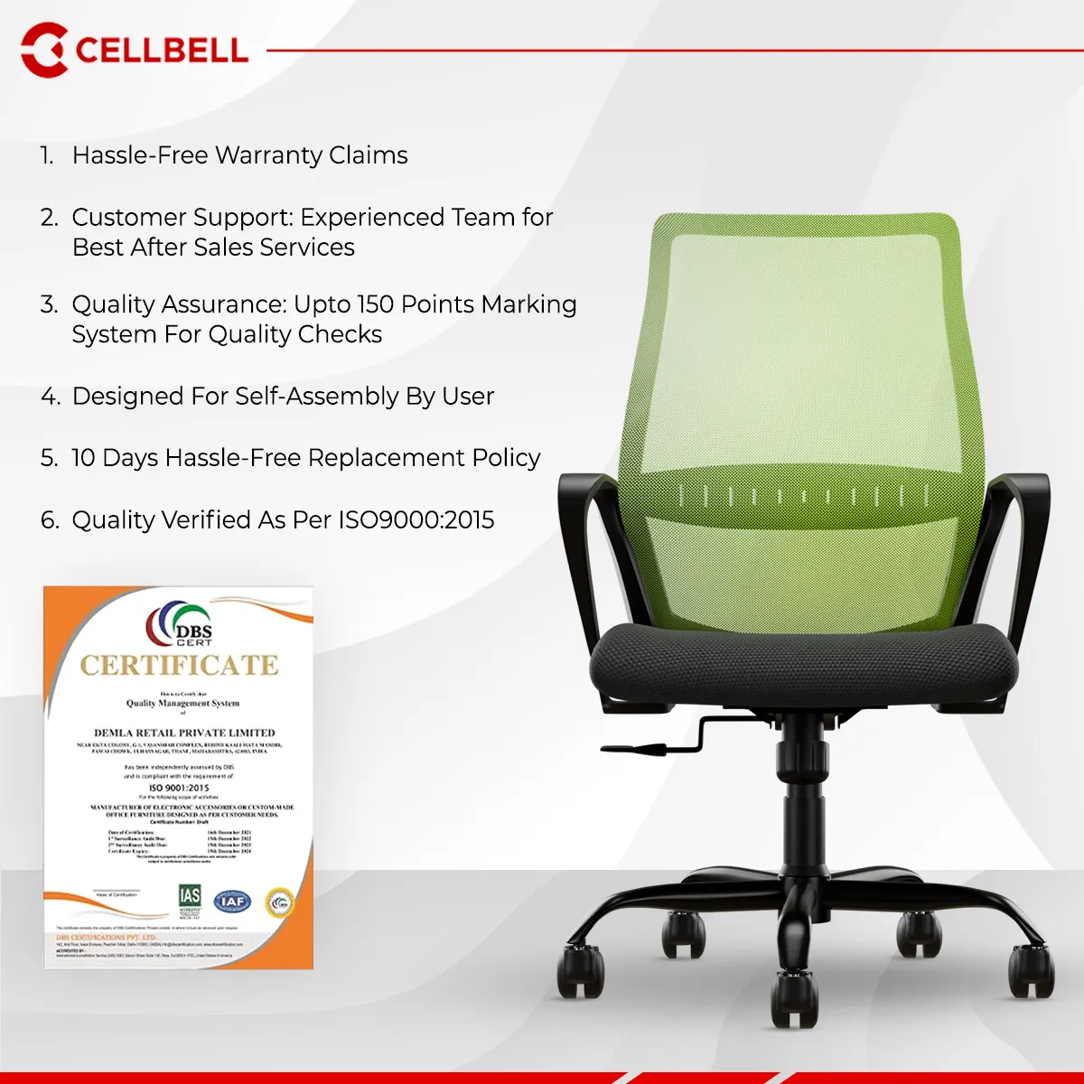 CELLBELL Desire Pro Mesh Mid Back Office Chair