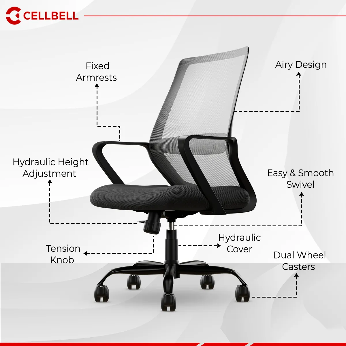 CELLBELL Desire Pro Mesh Mid Back Office Chair