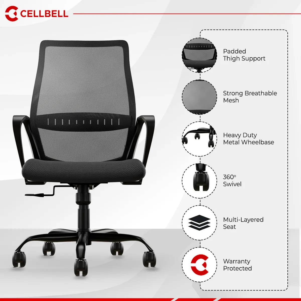 CELLBELL Desire Pro Mesh Mid Back Office Chair
