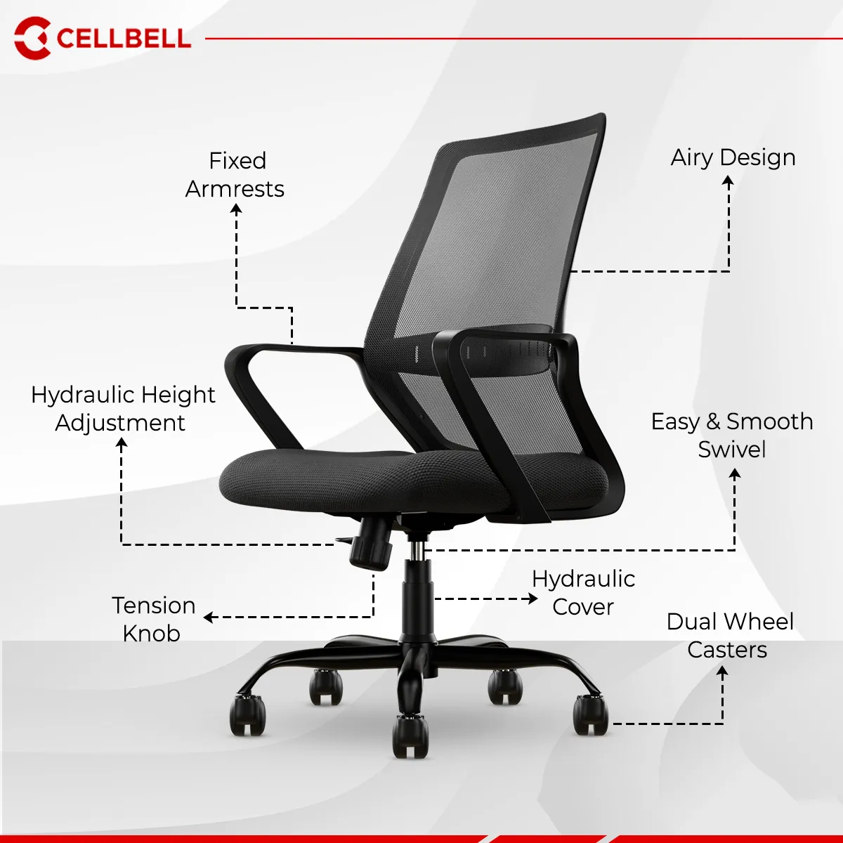 CELLBELL Desire Pro Mesh Mid Back Office Chair
